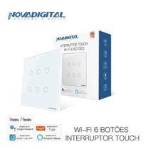 Interruptor 6 Teclas Branco Touch Wi-fi Novadigital Tuya