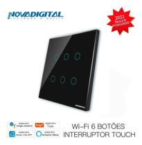 Interruptor 6 Teclas Preto Touch Wi-fi Novadigital Tuya