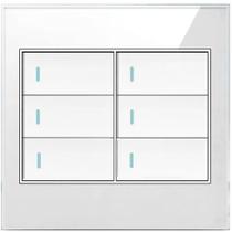 Interruptor 6 Teclas Tipo Pulso Vidro Temperado Branco Interruptor 6 Teclas Tipo Pulso Vidro Temperado Branco