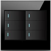 Interruptor 6 Teclas Tipo Pulso Vidro Temperado Preto