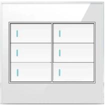 Interruptor 6 Teclas Vidro Temperado Branco