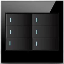 Interruptor 6 Teclas Vidro Temperado Preto