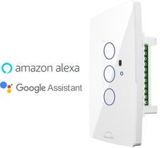 Interruptor Branco Smart Touch Wifi Google Alexa 3 Teclas
