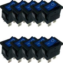 Interruptor Chave Gangorra Liga Desliga Led Azul Kcd1-104N Kit 10 Peças Interruptor Chave Gangorra Liga Desliga Led Azul Kcd1-104N Kit 10 Peças
