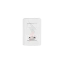 Interruptor Com 1 Tecla Simples e 1 Tomada 2P+T 10/20A 250V Com Placa 4x2 Branco