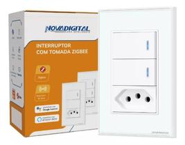Interruptor com 2 Teclas Físicas C/ Tomada Zigbee Branca Interruptor com 2 Teclas Físicas C/ Tomada Zigbee Branca