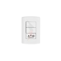 Interruptor Com 2 Teclas Simples e 1 Tomada 2P+T 10/20A 250V Com Placa 4x2 Branco