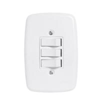 Interruptor com 3 Tomadas Simples Branco Pluzie -
