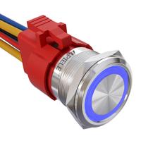 Interruptor com botão de pressão APIELE 10A 12V com LED azul 22mm 1NO 1NC