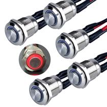 Interruptor com botão de pressão DMWD 12 mm de altura, cabeça redonda, 12 V-24 V, 5 unidades Interruptor com botão de pressão DMWD 12 mm de altura, cabeça redonda, 12 V-24 V, 5 unidades