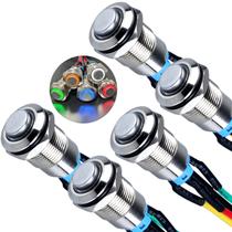 Interruptor com botão de pressão DMWD 12 mm Metal 12 V-24 V 1NO liga/desliga 1/2 orifício Interruptor com botão de pressão DMWD 12 mm Metal 12 V-24 V 1NO liga/desliga 1/2 orifício
