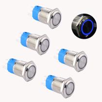 Interruptor com botão de pressão DMWD Metal impermeável 16 mm 12 V-24 V 5 unidades Interruptor com botão de pressão DMWD Metal impermeável 16 mm 12 V-24 V 5 unidades