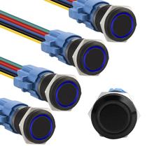 Interruptor com botão de pressão STARELO, travamento de 16 mm com LED (azul), 5 unidades