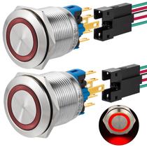 Interruptor com botão de pressão ZJWZJH 22 mm com travamento 12V DC/AC IP67 316SS