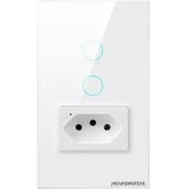 Interruptor Com Tomada Inteligente 2 BotõesTouch Zigbee 4x2 Novadigital ZIT-WK-02 -B / ZIT-ZB-02-B2