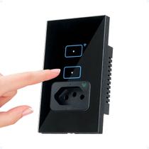 Interruptor Com Tomada Inteligente Wifi 2 Botões Touch Smart