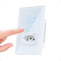 Interruptor Com Tomada Inteligente Wifi 2 Botões Touch Smart
