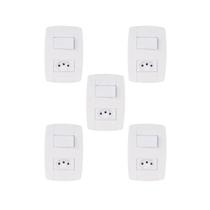 Interruptor Com Tomada Lev Ilumi 4x2 10A 250V Kit 5 Un