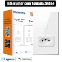 Interruptor de 1 Botão e 1 Tomada Zigbee Tuya Smart Life 1b16a