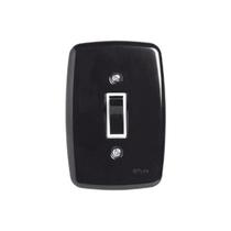 Interruptor de 1 Tecla Simples com Placa 4x2 Preto Interruptor de 1 Tecla Simples com Placa 4x2 Preto