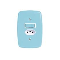 Interruptor de 1 Tecla Simples e Tomada 2P+T 20A , com Placa 4x2 Azul Interruptor de 1 Tecla Simples e Tomada 2P+T 20A , com Placa 4x2 Azul