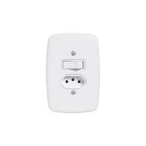 Interruptor de 1 Tecla Simples e Tomada 2P+T 20A , com Placa 4x2 Branco Pluzie