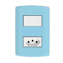 Interruptor de 1 Tecla Simples e Tomada 2p+t 20a , Modular, com Placa 4x2 e Suporte Interruptor de 1 Tecla Simples e Tomada 2p+t 20a , Modular, com Placa 4x2 e Suporte