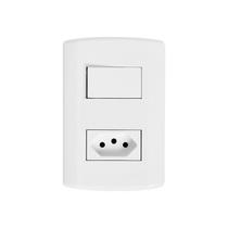 Interruptor de 1 Tecla Simples e Tomada 2p+t 20a , Modular, com Placa 4x2 e Suporte