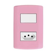 Interruptor de 1 Tecla Simples e Tomada 2P+T 20A , Modular, com Placa 4x2 e Suporte Rosa/Branco Pluzie Interruptor de 1 Tecla Simples e Tomada 2P+T 20A , Modular, com Placa 4x2 e Suporte Rosa/Branco Pluzie