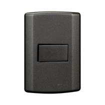 Interruptor de 1 Tecla Simples, Modular, com Placa 4x2 e Suporte Cinza Grafite Interruptor de 1 Tecla Simples, Modular, com Placa 4x2 e Suporte Cinza Grafite
