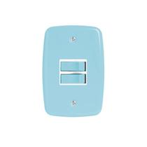 Interruptor de 2 Teclas Simples com Placa 4x2 Branco Azul