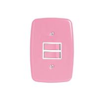Interruptor de 2 Teclas Simples com Placa 4x2 Branco/Rosa Pluzie