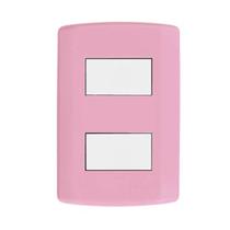 Interruptor de 2 Teclas Simples, Modular, com Placa 4x2 e Suporte Rosa/Branco Pluzie Interruptor de 2 Teclas Simples, Modular, com Placa 4x2 e Suporte Rosa/Branco Pluzie