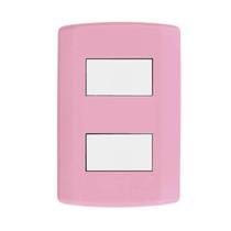 Interruptor de 2 Teclas Simples, Modular, com Placa 4x2 e Suporte Rosa/Branco Interruptor de 2 Teclas Simples, Modular, com Placa 4x2 e Suporte Rosa/Branco