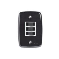 Interruptor de 3 Teclas Simples com Placa 4x2 Preto Pluzie