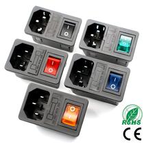 Interruptor De Balancim Vermelho Fundido IEC320 C14 Tomada De Energia Fusível Conector Plugue