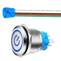 Interruptor de botão de pressão com fecho de aço inoxidável de 22 mm