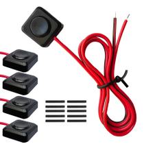Interruptor de botão de pressão momentâneo de 12 V, 5 unidades com cabo pré-conectado de 35 cm
