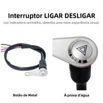 Interruptor De Botão De Pressão Para Guidão De Motocicleta LED Vermelho 12V Luz De Trabalho Com