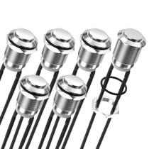 Interruptor De Botão Momentâneo Metálico À Prova d'Água 12V 12mm 6PCS Prata Normalmente Aberto SPST