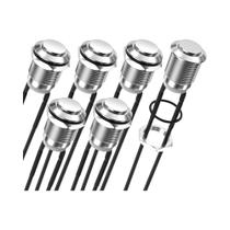 Interruptor De Botão Momentâneo Metálico À Prova d'Água 12V 12mm 6PCS Prata Normalmente Aberto SPST Interruptor De Botão Momentâneo Metálico À Prova d'Água 12V 12mm 6PCS Prata Normalmente Aberto SPST