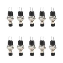 Interruptor De Botão Momentâneo Mini Preto 1A 250V AC Com 2 Pinos, 10 Peças Com Fios Pré-soldados