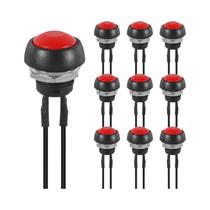 Interruptor De Botão Momentâneo Preto À Prova d'Água De 12mm, 10 Peças Com Fios Pré-Soldados Para