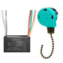 Interruptor de corrente de tração de ventilador de teto de 3 velocidades e 4 fios + capacitor CBB61