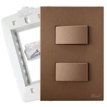 Interruptor De Luz Duplo Simples Corten Fosco Recta Blux