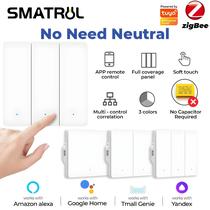 Interruptor De Luz Inteligente Zigbee EU Sem Fio Neutro Necessário Suporte Para Alexa Google Home