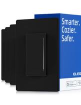 Interruptor de luz Smart Dimmer ELEGRP DTR10, Wi-Fi de 2,4 GHz, preto 4PK