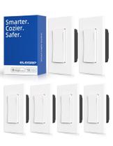 Interruptor de luz Smart Dimmer ELEGRP DTR30, Wi-Fi de 2,4 GHz, pacote com 6 Interruptor de luz Smart Dimmer ELEGRP DTR30, Wi-Fi de 2,4 GHz, pacote com 6