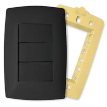 Interruptor de Luz Triplo 2 Simples + 1 Paralelo Three Way Grafite Home B.Lux