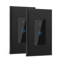 Interruptor de luz WiFi Smart Switch Lesim de 2,4 GHz, pacote com 2 unidades, preto